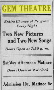 Gem Theatre - JUN 16 1910 ARTICLE